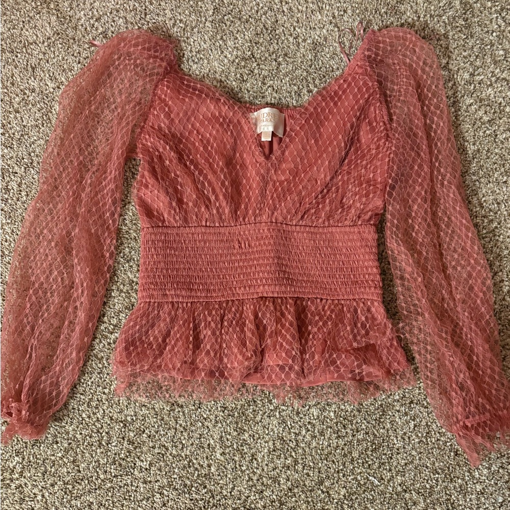 Francesca's Collections Pink Mesh Blouse